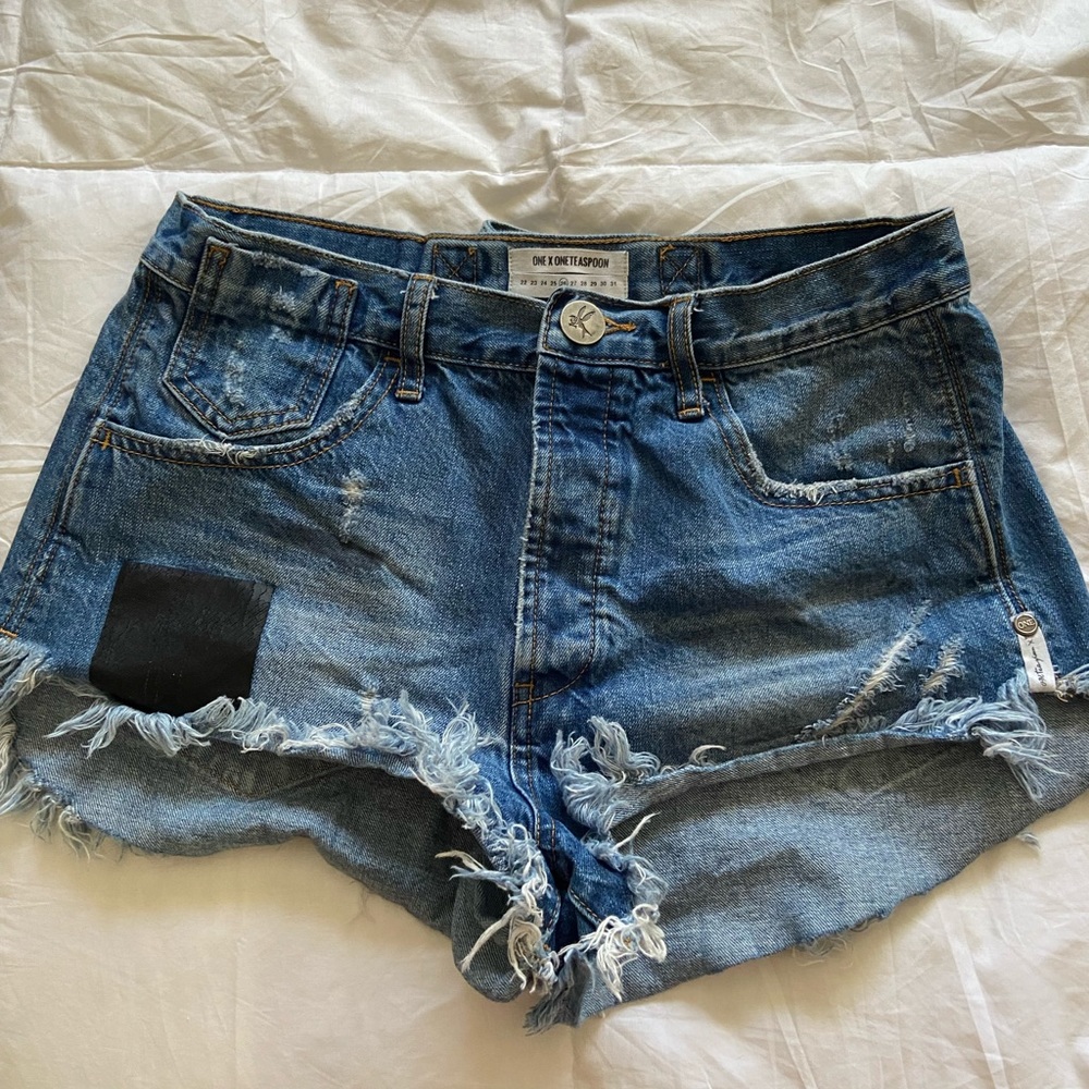 One Teaspoon Distressed Jean Shorts